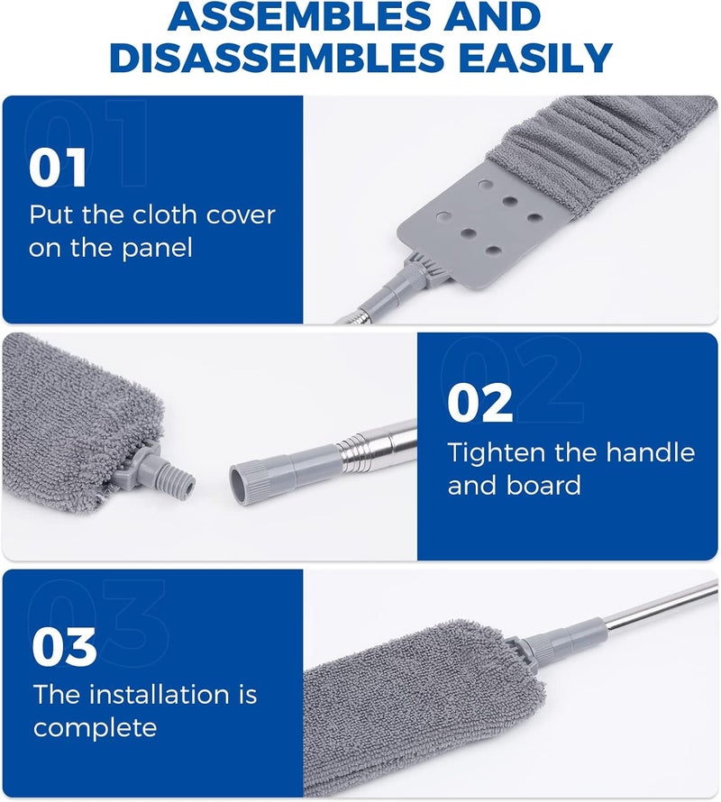 AURUZA 6pcs Dusters Replacement Cloth Retractable Gap Dust Cleaner Cloths, Reusable Microfiber Cloth Cover Washable, Under Furniture Duster Refill for Home Kitchen Household Wall Couch Cleaning Supplies - Image 4